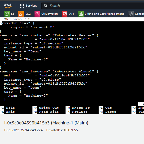 Paste the Script in the “main.tf” file