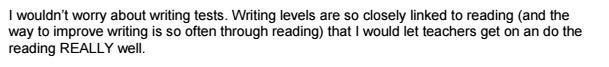 Extract from emails abour school tests