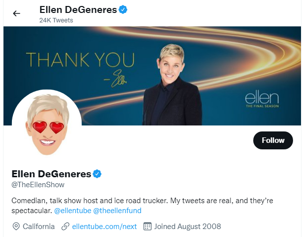 Ellen DeGeneres Twitter Handle