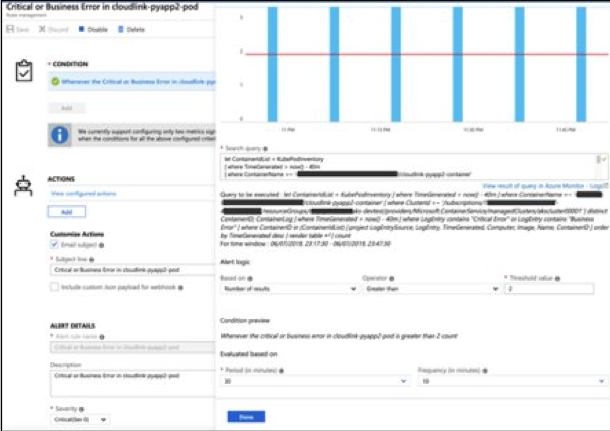 Alerting with Azure Action Groups — looking for certain keywords in the logs