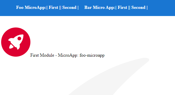 web page with four choices: foo micro app first and second and bar micro app first and second