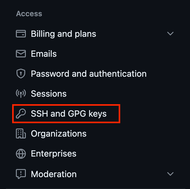 SSH and GPG keys in setting of github.com