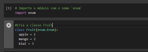 Importa o módulo enum e cria a classe Fruit