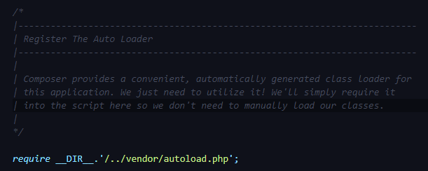 Calling Composer autoloader in Laravel