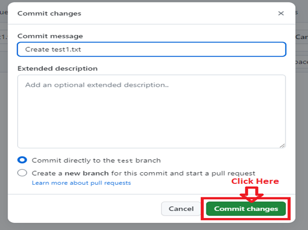 Click Commit Changes