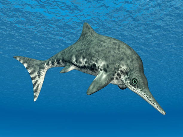 Artistic depiction of Ichthyosaurs.