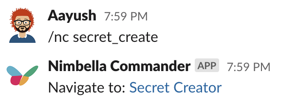 Nimbella Commander secret creator command
