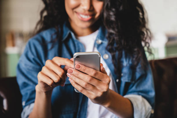 A girl using her smartphone.