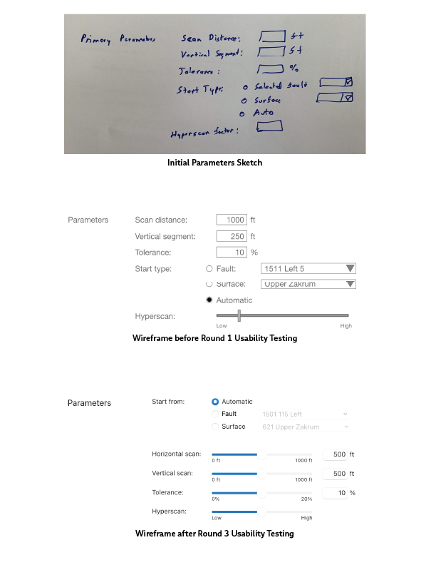 Example of a progression of a design from sketch to high fidelity.