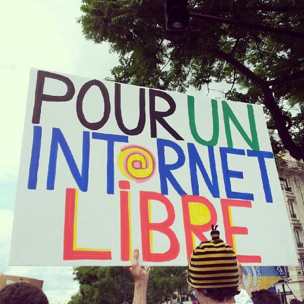 Manifestation pour la défense des libertés sur Internet