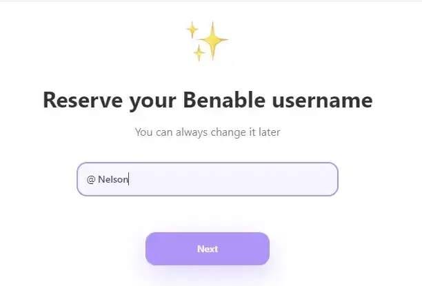 Benable Add username and logo