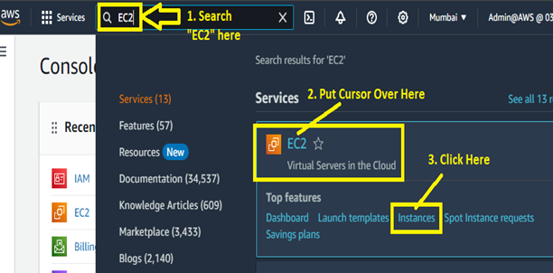 Search EC2 & Click on Instances