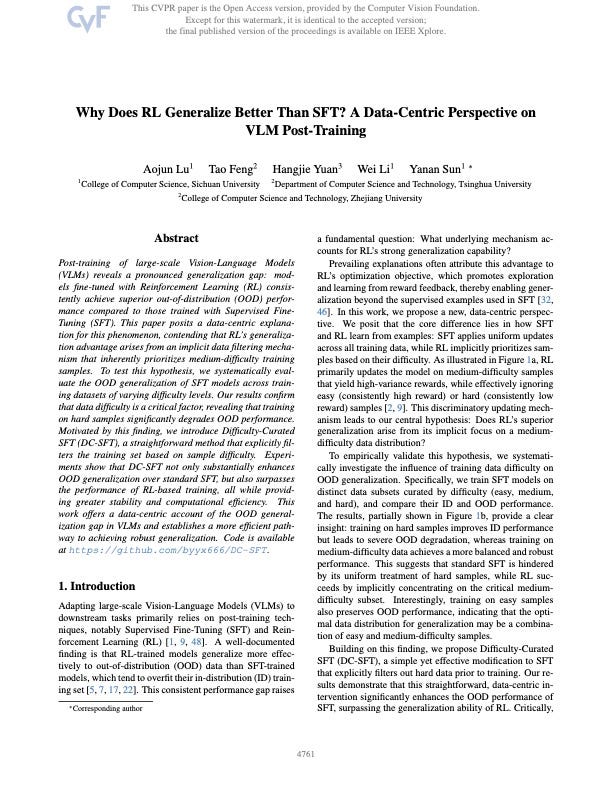 Why RL Generalizes Better Than SFT — And It’s Not the Algorithm
