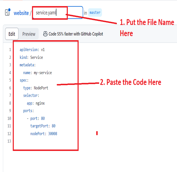 Create a service.yaml file