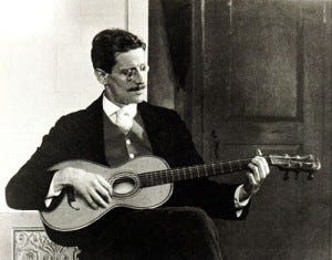 Black and white photograph of Irish author, James Joyce the author of 'Ulysses' and  where Bloomsday got its name.