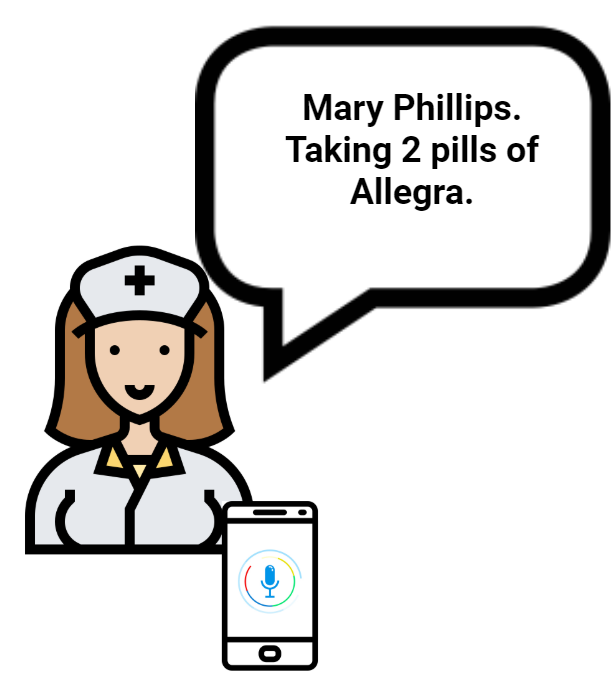 Nurse takes out Allegra pills from the inventory, and logs it in the app to record the withdrawal.