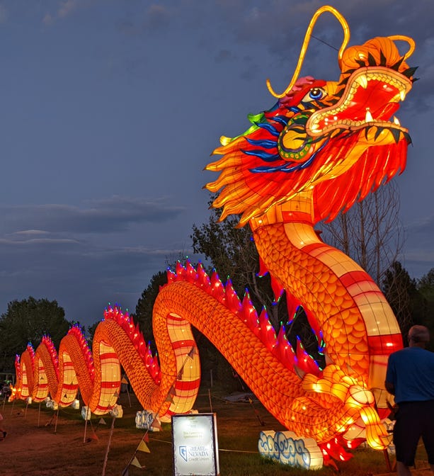 The dragon at the Dragon Lights Festival in Reno, Nevada, running through Aug. 12, 2022 (© April Orcutt)