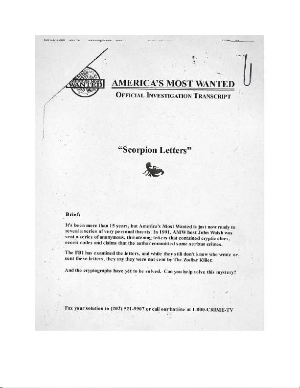 Americas Most Wanted Investigation Paper Into Scorpion