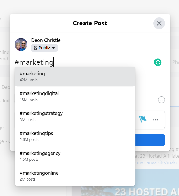 using hashtags with facebook posts