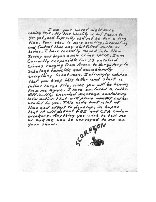 Letter from “Scorpion” sent to Americas Most Wanted