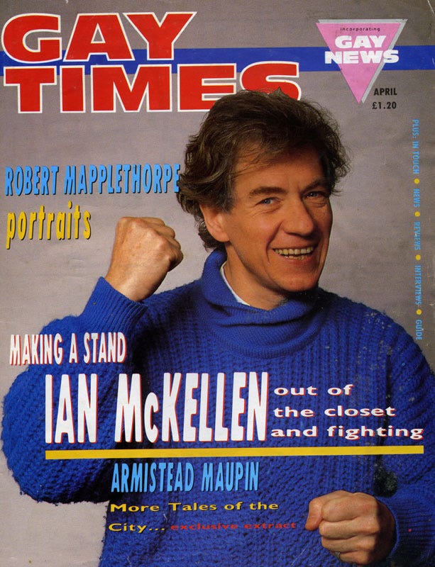 Cover of Gay Times featuring Ian McKellen
