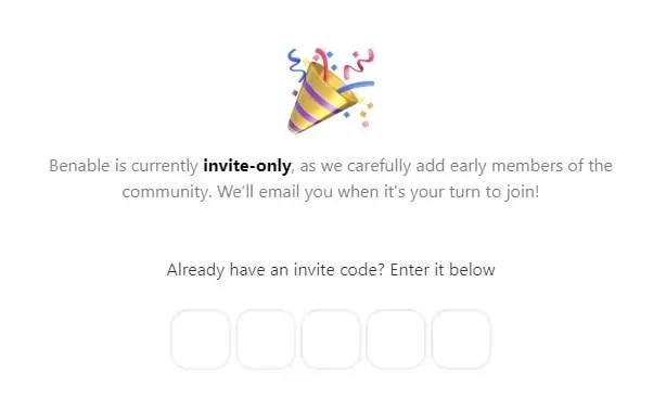 Benable invitation code