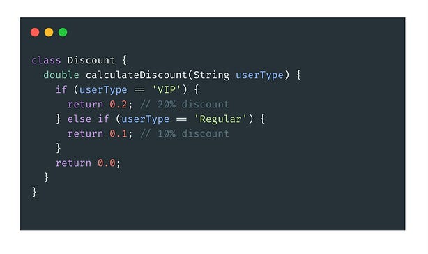 Image showing a code example demonstrating a violation of SOLID principles in Flutter, highlighting issues with code maintainability and design.