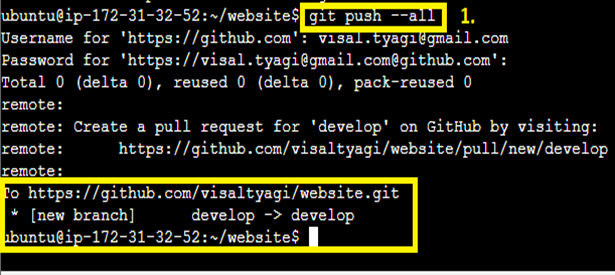 git push — all