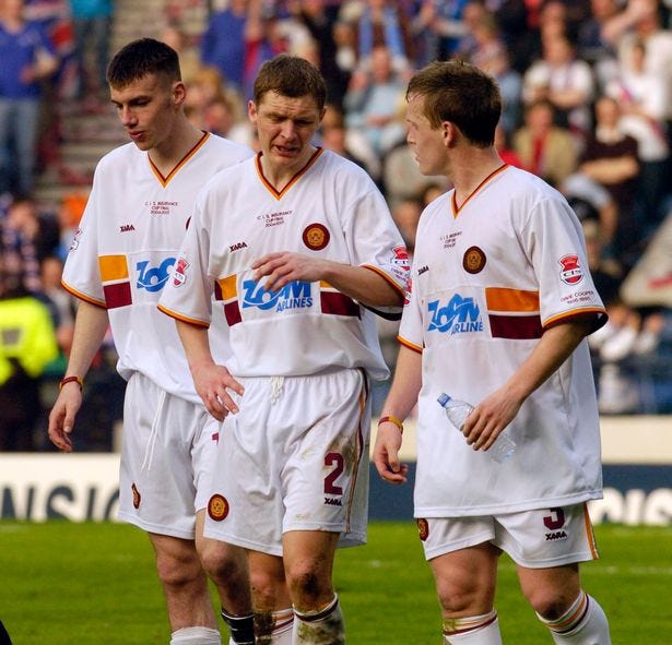 Motherwell players during the 2005 Scottish League Cup Final