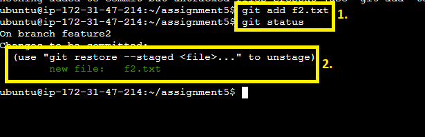 Stage the f2.txt file