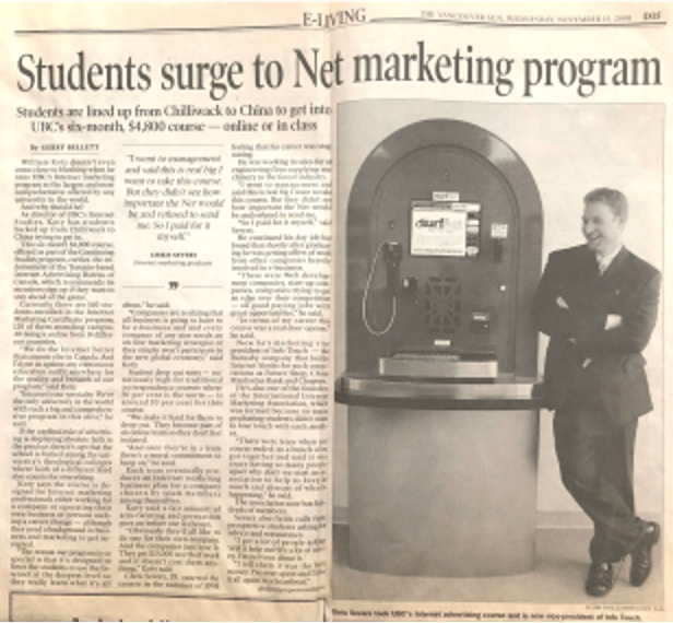 Students surge to Net Marketing Program Article, The Vancouver Sun