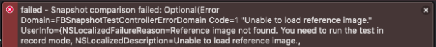 snapshot comparison failed: optional(error domain… unable to load reference image)