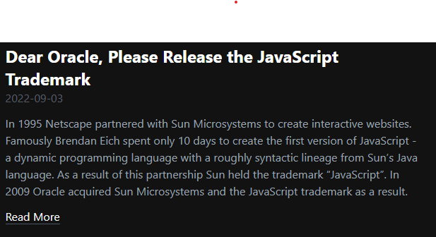 Ryan Dahl’s blog post to Oracle about the JavaScript trademark