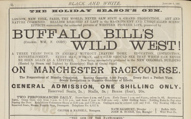 Printed advertisement advertising ‘Buffalo Bill’s Wild West’