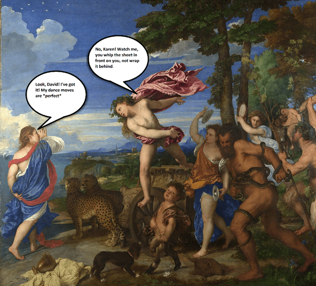 Renaissance Painting with Comical Text