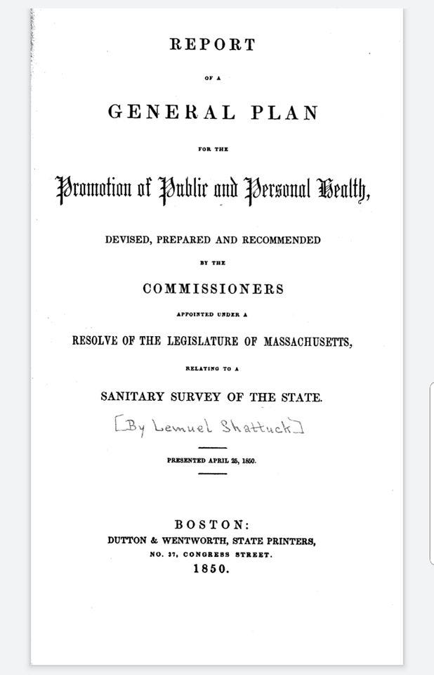 A scan of the original title page for Lemuel Shattuck’s 1850 Report of the Sanitary Commission of Massachusetts