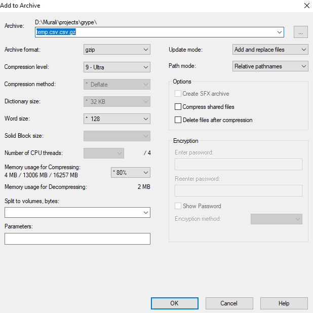 Gzip settings