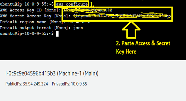 Paste the AWS Access & Secret Key for Terraform Working