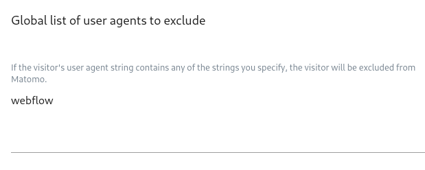 Exclude Webflow user agent in Matomo to filter internal traffic