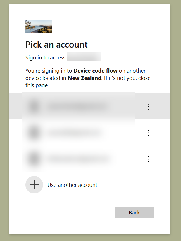 Image of “Pick an account to sign in”