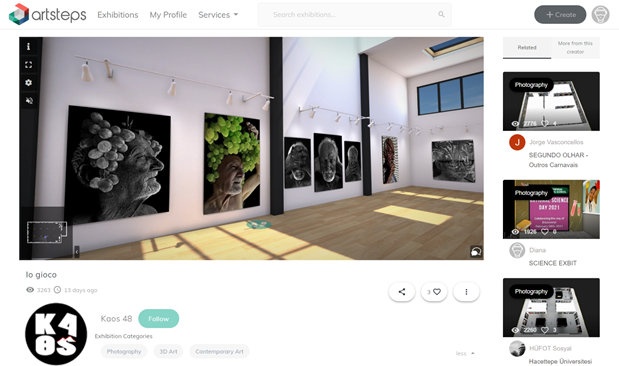 A screenshot of a ArtSteps room viewer.