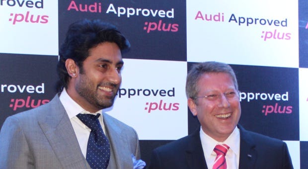 Mr. Joe King, Head, Audi India with Audi owner, actor Abhishek Bachchan