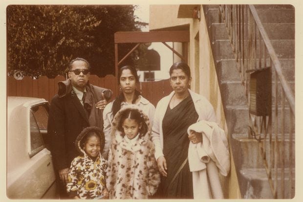 Kamala Harris with her mother, maternal grandparents, and sister in 1972. (Photo courtesy: Kamala Harris)