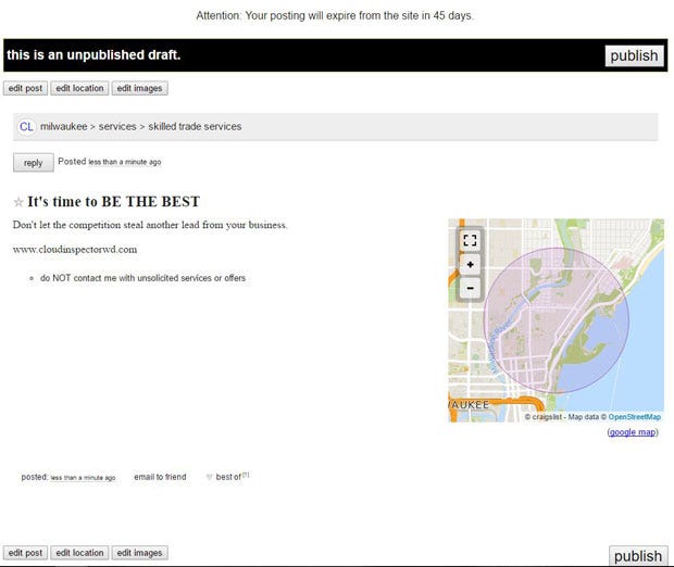 Preview your craigslist ad before publishing