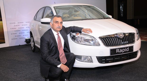 01 Mr. Sudhir Rao, Chairman and Managing Director - SKODA Auto India launching the SKODA Rapid with 7 Speed Automatic DSG Transmission