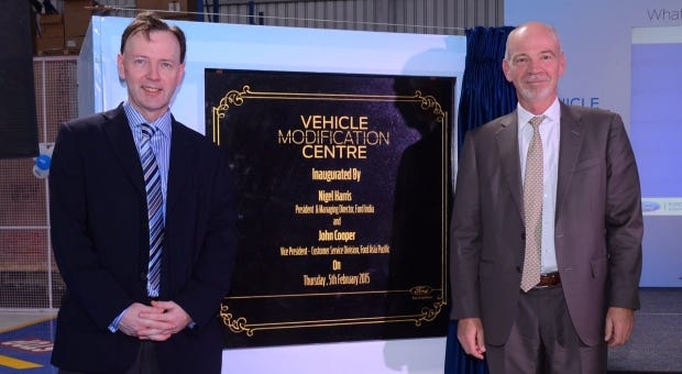 John Cooper VP Customer Service Ford AP and Nigel Harris, President Ford India inaugurating Ford Vehicle Personalisation Centre