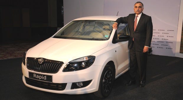 02 Mr. Sudhir Rao, Chairman and Managing Director - SKODA Auto India launching the SKODA Rapid with 7 Speed Automatic DSG Transmission