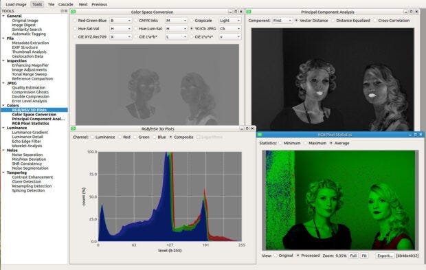 Image analysis using Sherloq