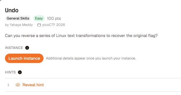 picoCTF Writeup: UNDO