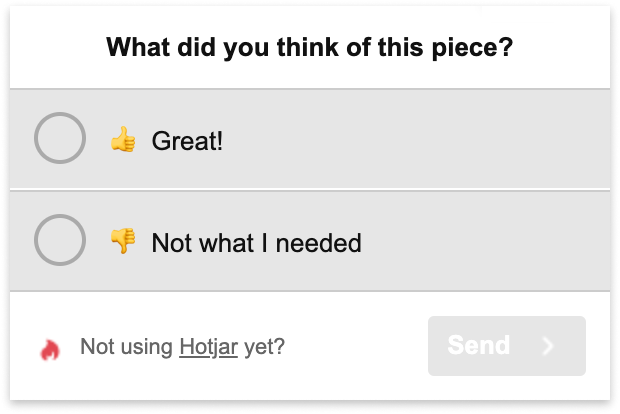 An example of a dichotomous question | Hotjar